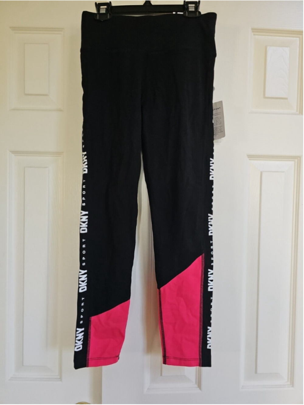 DKNY SPORT Black Pink Colorblock High Waist 7/8 Leggings XSmall